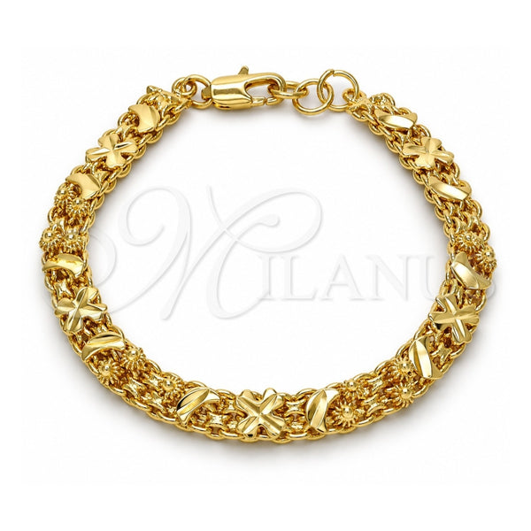 Gold Tone Fancy Bracelet, Moon Design, Polished, Golden Finish, 03.168.0010.07.GT (07 MM Thickness, 7 Inches Length)