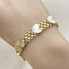 Oro Laminado Fancy Bracelet, Gold Filled Style Heart and Bismark Design, Polished, Golden Finish, 03.168.0008.08 (09 MM Thickness, 8 Inches Length)
