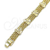 Oro Laminado Fancy Bracelet, Gold Filled Style Heart and Bismark Design, Polished, Golden Finish, 03.168.0008.08 (09 MM Thickness, 8 Inches Length)