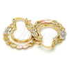 Oro Laminado Small Hoop, Gold Filled Style Diamond Cutting Finish, Tricolor, 02.170.0148.25