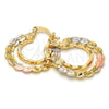 Oro Laminado Small Hoop, Gold Filled Style Diamond Cutting Finish, Tricolor, 02.170.0148.25
