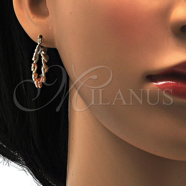 Gold Filled Hoop Earrings — Small Hoop Polished Tricolor 02. — alternate product view — SKU 111583 | Oro Laminado aretes de aro — Small Hoop pulido Tricolor 02. — SKU 111583