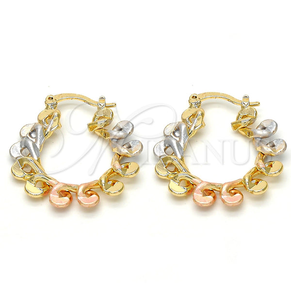 Gold Filled Hoop Earrings — Small Hoop Polished Tricolor 02. — main product view — SKU 111583 | Oro Laminado aretes de aro — Small Hoop pulido Tricolor 02. — SKU 111583