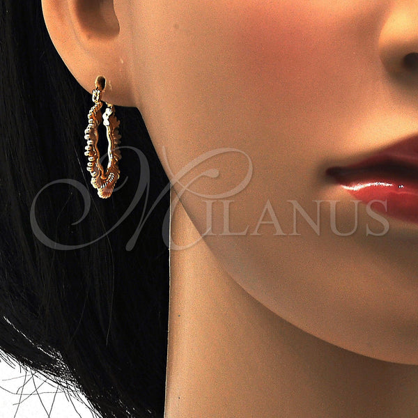 Gold Filled Hoop Earrings — Small Hoop Polished Tricolor 02. — alternate product view — SKU 111585 | Oro Laminado aretes de aro — Small Hoop pulido Tricolor 02. — SKU 111585
