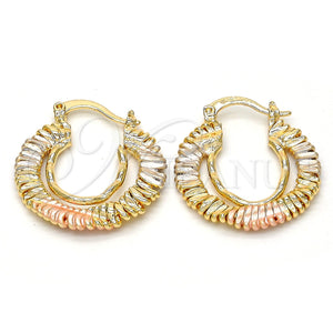 Gold Filled Hoop Earrings — Small Hoop Polished Tricolor 02. — main product view — SKU 111585 | Oro Laminado aretes de aro — Small Hoop pulido Tricolor 02. — SKU 111585