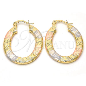 Gold Filled Hoop Earrings — Small Hoop Diamond Cutting Tricolor 02. — main product view — SKU 111587 | Oro Laminado aretes de aro — Small Hoop Diamond Cutting Tricolor 02. — SKU 111587