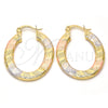 Oro Laminado Small Hoop, Gold Filled Style Diamond Cutting Finish, Tricolor, 02.170.0153.25