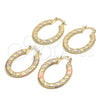Oro Laminado Small Hoop, Gold Filled Style Diamond Cutting Finish, Tricolor, 02.170.0153.25