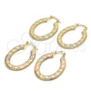 Oro Laminado Small Hoop, Gold Filled Style Diamond Cutting Finish, Tricolor, 02.170.0153.25