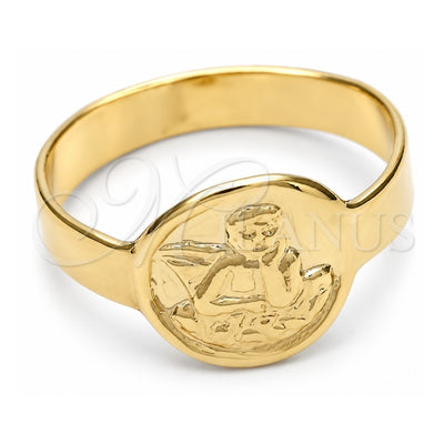 Oro Laminado Elegant Ring, Gold Filled Style Angel Design, Polished, Golden Finish, 01.32.0041.04 (Size 4)