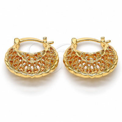 Oro Laminado Small Hoop, Gold Filled Style Diamond Cutting Finish, Golden Finish, 02.170.0155.25
