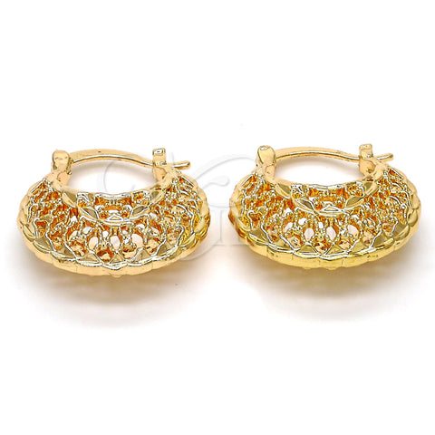 Oro Laminado Small Hoop, Gold Filled Style Diamond Cutting Finish, Golden Finish, 02.170.0155.25