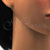Stainless Steel Stud Earring, with White Crystal, Polished, Golden Finish, 02.271.0002