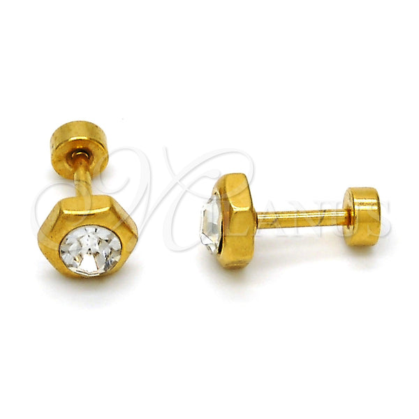 Stainless Steel Ring — Stud Earring with White Crystal Polished 02. — main product view — SKU 111635 | Acero Inoxidable anillo — Stud Earring with cristal blanco pulido 02. — SKU 111635