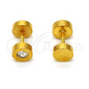 Stainless Steel Stud Earring, with White Crystal, Polished, Golden Finish, 02.271.0003