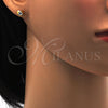 Stainless Steel Stud Earring, Heart Design, with White Crystal, Polished, Golden Finish, 02.271.0004