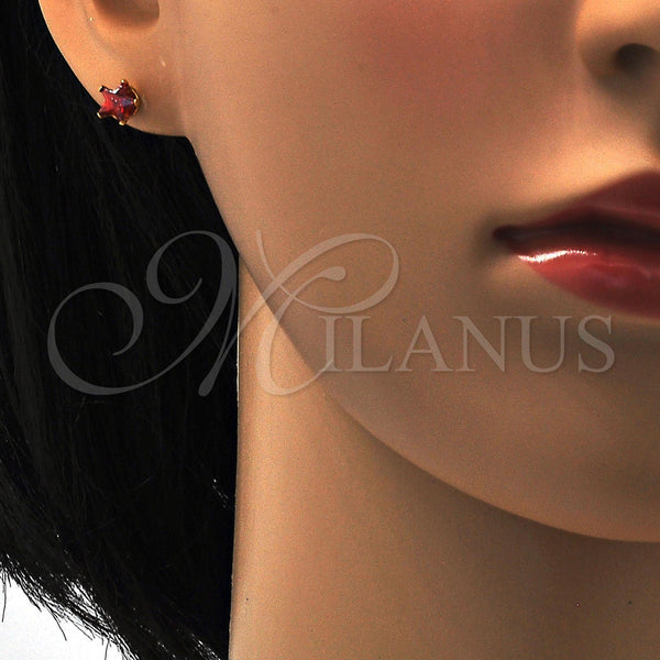 Stainless Steel Ring — Stud Earring Star Design with Garnet Cubic Zirconia — alternate product view — SKU 111642 | Acero Inoxidable anillo — Stud Earring estrella diseño with Garnet Cubic Zirconia — SKU 111642