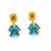 Stainless Steel Stud Earring, Star Design, with Blue Topaz Cubic Zirconia, Polished, Golden Finish, 02.271.0006.3