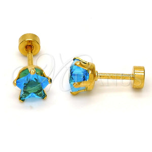 Stainless Steel Ring — Stud Earring Star Design with Blue Topaz Cubic — main product view — SKU 111643 | Acero Inoxidable anillo — Stud Earring estrella diseño with Blue Topaz Cubic — SKU 111643