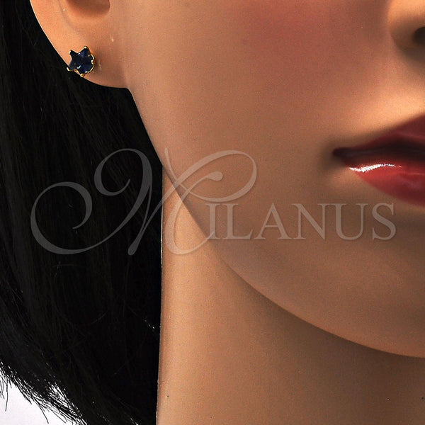 Stainless Steel Ring — Stud Earring Star Design with Tanzanite Cubic Zirconia — alternate product view — SKU 111644 | Acero Inoxidable anillo — Stud Earring estrella diseño with Tanzanite Cubic Zirconia — SKU 111644