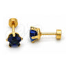Stainless Steel Stud Earring, Star Design, with Tanzanite Cubic Zirconia, Polished, Golden Finish, 02.271.0006.4