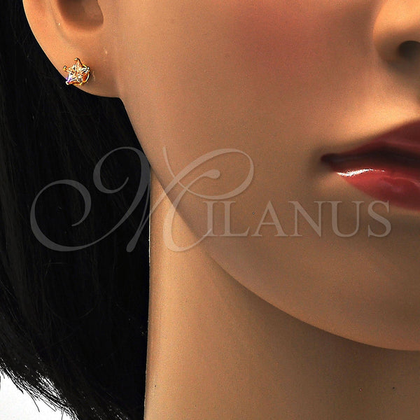 Stainless Steel Ring — Stud Earring Star Design with Champagne Cubic Zirconia — alternate product view — SKU 111645 | Acero Inoxidable anillo — Stud Earring estrella diseño with Champagne Cubic Zirconia — SKU 111645