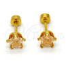 Stainless Steel Stud Earring, Star Design, with Champagne Cubic Zirconia, Polished, Golden Finish, 02.271.0006.5