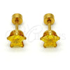 Stainless Steel Stud Earring, Star Design, with Golden Cubic Zirconia, Polished, Golden Finish, 02.271.0006.6