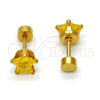 Stainless Steel Stud Earring, Star Design, with Golden Cubic Zirconia, Polished, Golden Finish, 02.271.0006.6