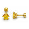Stainless Steel Stud Earring, Star Design, with Golden Cubic Zirconia, Polished, Golden Finish, 02.271.0006.6