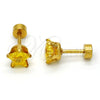 Stainless Steel Stud Earring, Star Design, with Golden Cubic Zirconia, Polished, Golden Finish, 02.271.0006.6