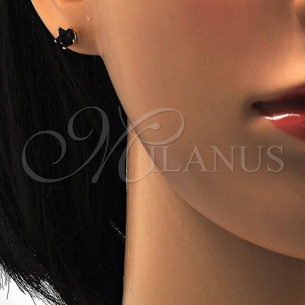 Stainless Steel Ring — Stud Earring Star Design with Black Cubic Zirconia — alternate product view — SKU 111647 | Acero Inoxidable anillo — Stud Earring estrella diseño with negro Cubic Zirconia — SKU 111647