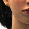 Stainless Steel Stud Earring, Star Design, with Dark Peridot Cubic Zirconia, Polished, Golden Finish, 02.271.0006.10