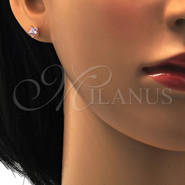 Stainless Steel Ring — Stud Earring Star Design with Pink Cubic Zirconia — alternate product view — SKU 111651 | Acero Inoxidable anillo — Stud Earring estrella diseño with Pink Cubic Zirconia — SKU 111651
