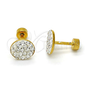 Stainless Steel Ring — Stud Earring with White Crystal Polished 02. — main product view — SKU 111652 | Acero Inoxidable anillo — Stud Earring with cristal blanco pulido 02. — SKU 111652