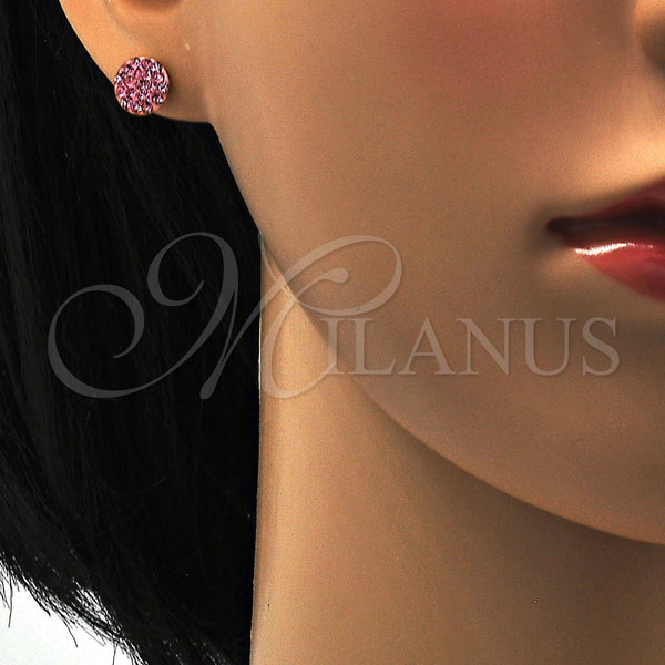 Stainless Steel Ring — Stud Earring with Pink Crystal Polished 02. — alternate product view — SKU 111654 | Acero Inoxidable anillo — Stud Earring with Pink cristal pulido 02. — SKU 111654