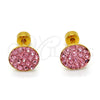 Stainless Steel Stud Earring, with Pink Crystal, Polished, Golden Finish, 02.271.0007.2