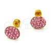 Stainless Steel Stud Earring, with Pink Crystal, Polished, Golden Finish, 02.271.0007.2