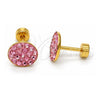 Stainless Steel Stud Earring, with Pink Crystal, Polished, Golden Finish, 02.271.0007.2