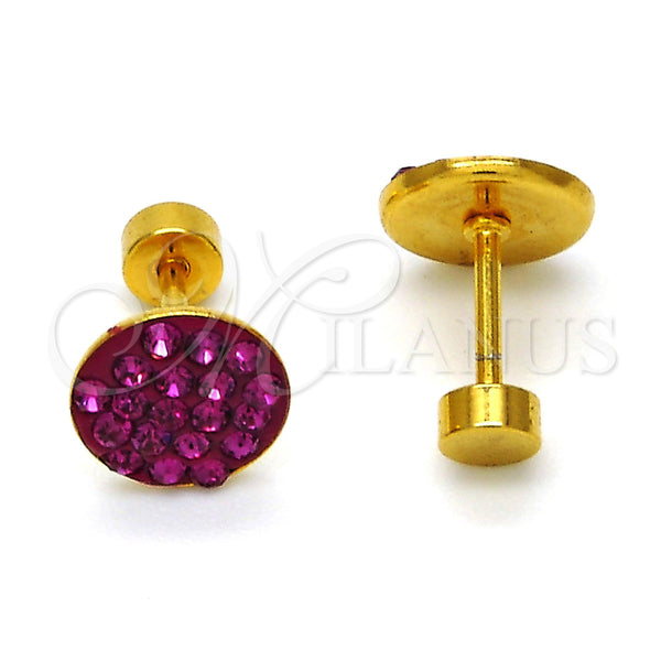 Stainless Steel Ring — Stud Earring with Ruby Crystal Polished 02. — alternate product view — SKU 111656 | Acero Inoxidable anillo — Stud Earring with Ruby cristal pulido 02. — SKU 111656