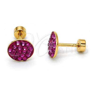 Stainless Steel Stud Earring, with Ruby Crystal, Polished, Golden Finish, 02.271.0007.4
