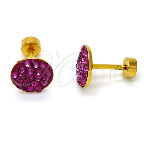 Stainless Steel Ring — Stud Earring with Ruby Crystal Polished 02. — main product view — SKU 111656 | Acero Inoxidable anillo — Stud Earring with Ruby cristal pulido 02. — SKU 111656