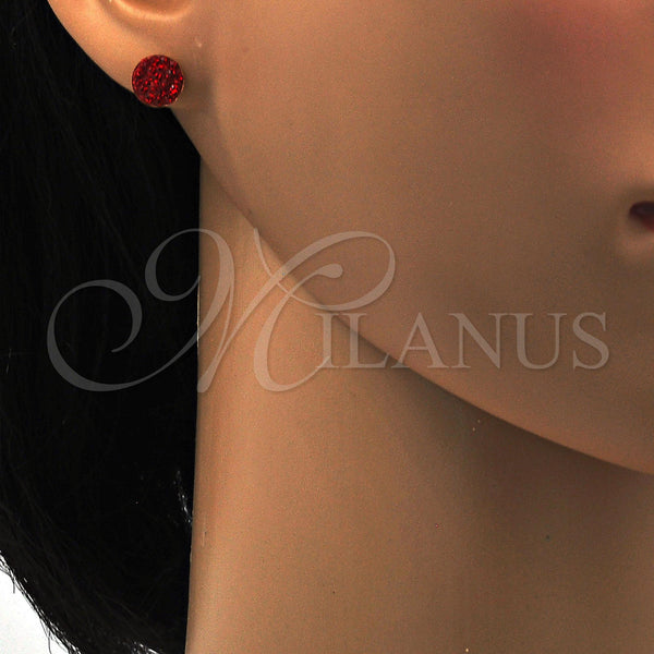 Stainless Steel Ring — Stud Earring with Garnet Crystal Polished 02. — main product view — SKU 111657 | Acero Inoxidable anillo — Stud Earring with Garnet cristal pulido 02. — SKU 111657