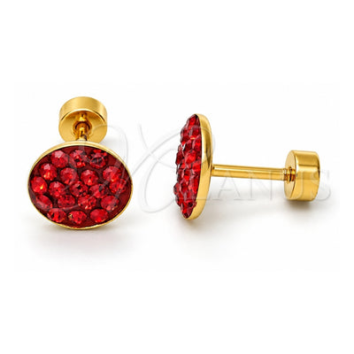 Stainless Steel Stud Earring, with Garnet Crystal, Polished, Golden Finish, 02.271.0007.5