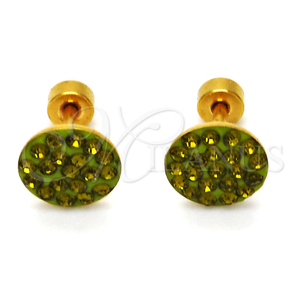 Stainless Steel Ring — Stud Earring with Dark Peridot Crystal Polished 02. — alternate product view — SKU 111658 | Acero Inoxidable anillo — Stud Earring with Dark Peridot cristal pulido 02. — SKU 111658