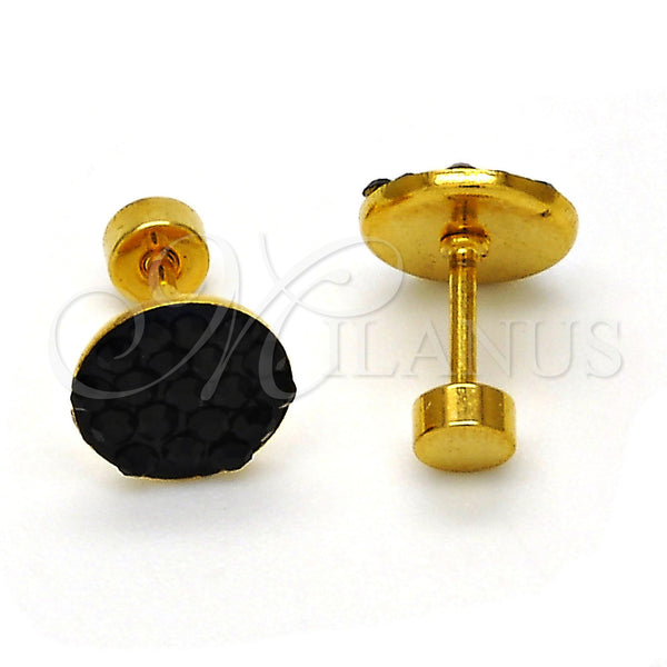 Stainless Steel Ring — Stud Earring with Black Crystal Polished 02. — main product view — SKU 111659 | Acero Inoxidable anillo — Stud Earring with negro cristal pulido 02. — SKU 111659