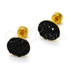 Stainless Steel Stud Earring, with Black Crystal, Polished, Golden Finish, 02.271.0007.7