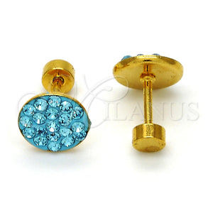 Stainless Steel Ring — Stud Earring with Aqua Blue Crystal Polished 02. — main product view — SKU 111660 | Acero Inoxidable anillo — Stud Earring with Aqua Blue cristal pulido 02. — SKU 111660