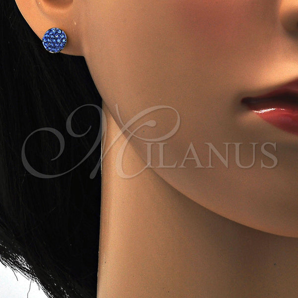 Stainless Steel Ring — Stud Earring with Dark Tanzanite Crystal Polished 02. — main product view — SKU 111662 | Acero Inoxidable anillo — Stud Earring with Dark Tanzanite cristal pulido 02. — SKU 111662