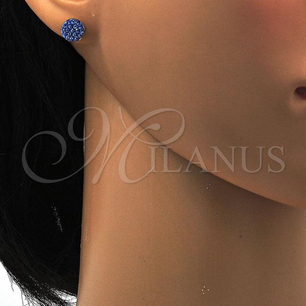 Stainless Steel Ring — Stud Earring with Dark Tanzanite Crystal Polished 02. — alternate product view — SKU 111662 | Acero Inoxidable anillo — Stud Earring with Dark Tanzanite cristal pulido 02. — SKU 111662
